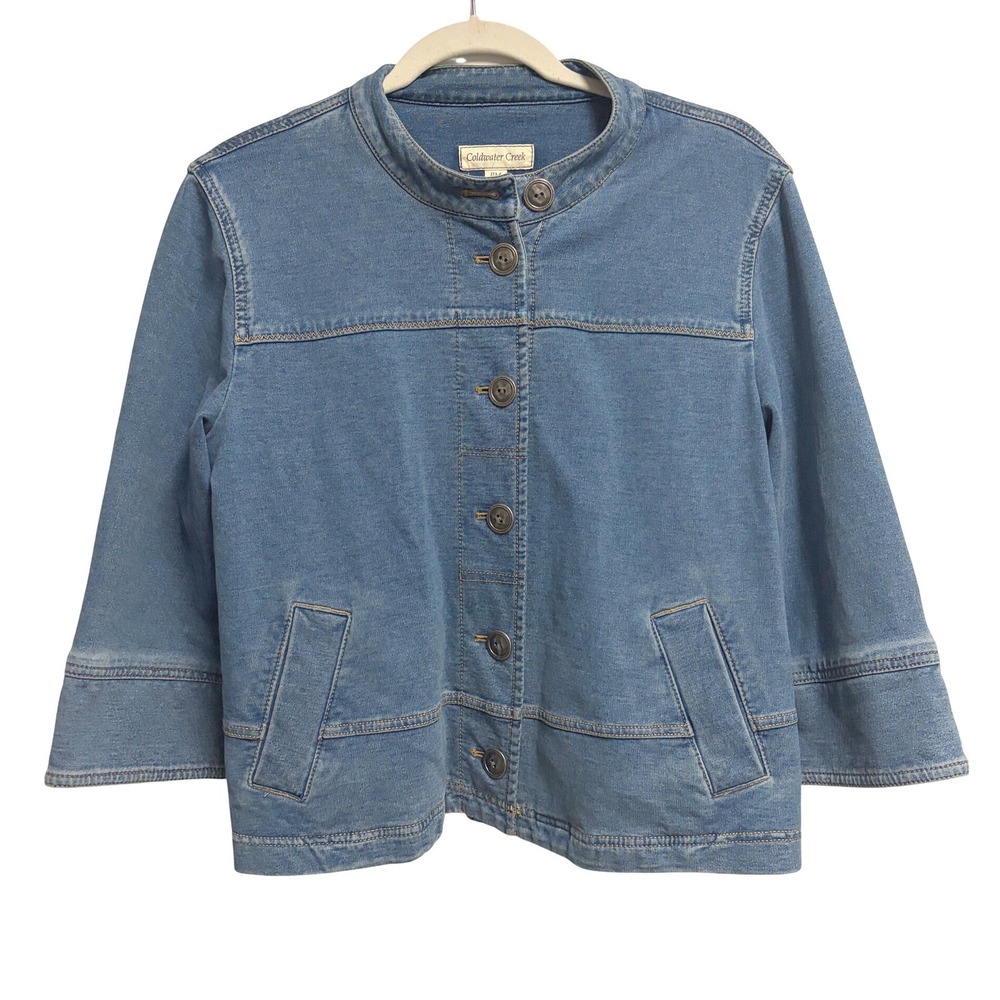 Coldwater Creek Denim Chore Jean Jacket Blue Coat Stretch Soft Material PM